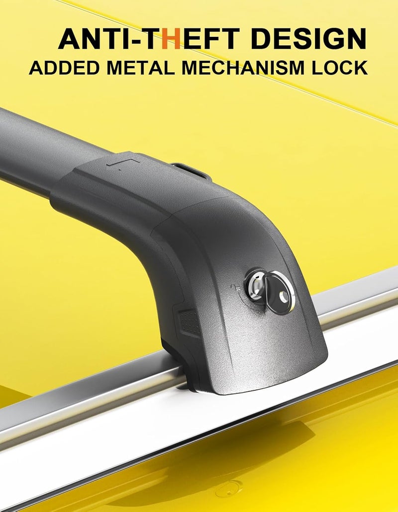 wonderdriver Lockable Roof Rack Cross Bars 220lbs Compatible with Kia Sportage 2010 2011 2012 2013 2014 2015,Heavy Duty Aluminum Roof Rails Crossbars Black Rooftop Luggage - Image 4